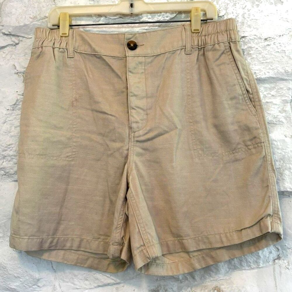 Wonderly Tencel Cotton Utility Shorts Beige Relaxed Coastal Mnimalist Large